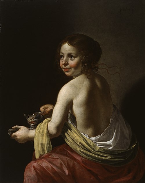 Girl Teasing a Cat, 1630, Jan van Bijlert