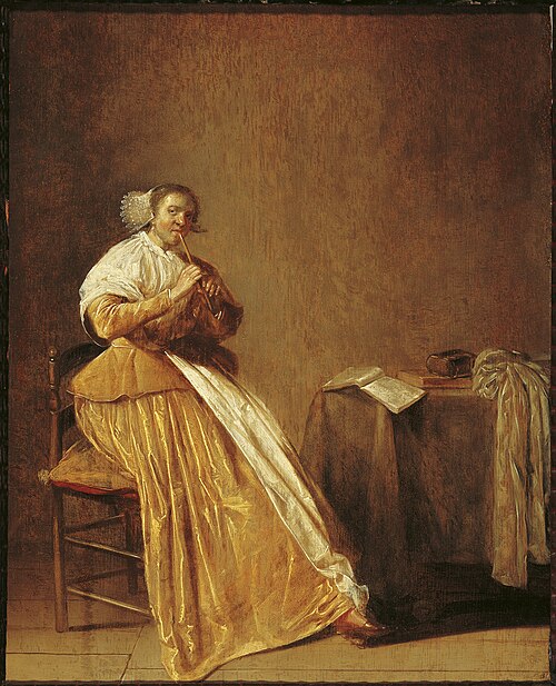 Femme jouant de la flûte, 1630, Dirck Hals