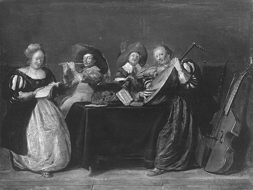 Elegant company playing music, 1623, Dirck Hals