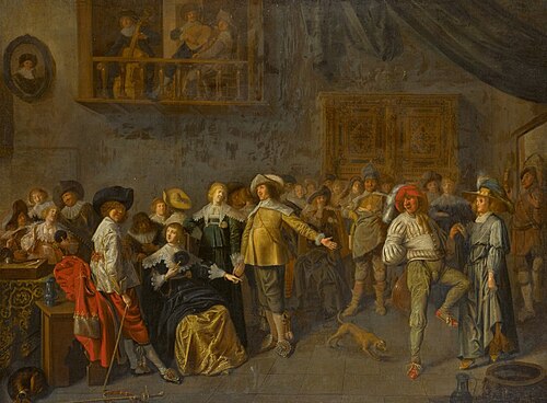 An elegant company merrymaking in an interior, , Jan Miense Molenaer