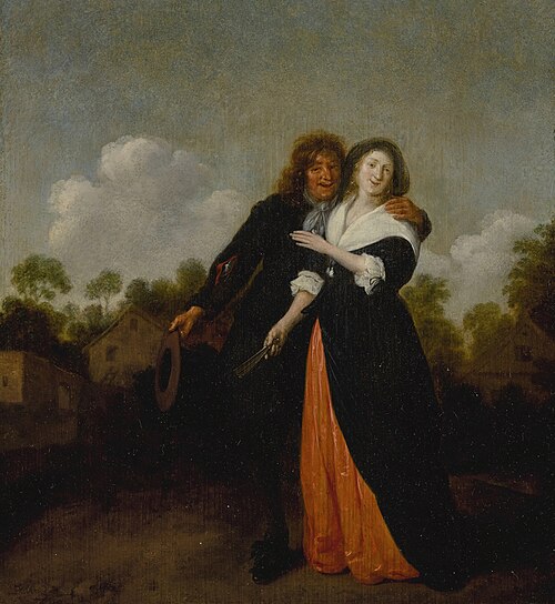 A happy couple in a landscape, , Jan Miense Molenaer