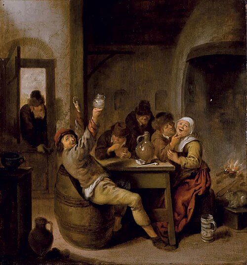 Paysans buvant et fumant dans un intérieur, 1660, Jan Miense Molenaer
