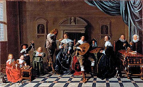 Portrait of the family of Haarlem mayor Ruychaver and Alijd van der Laen in 1629, 1629, Jan Miense Molenaer