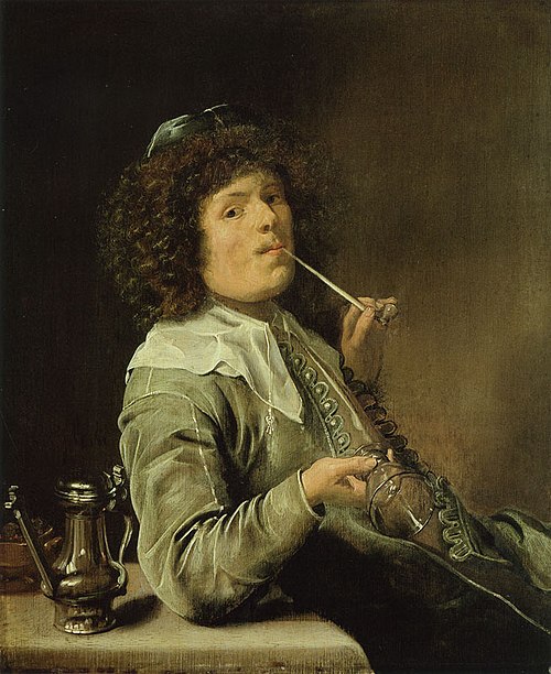 A smoking man with an empty wine glass, 1633, Jan Miense Molenaer