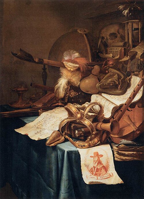 Vanitas with a Royal Crown, 1650, Vincent van der Vinne