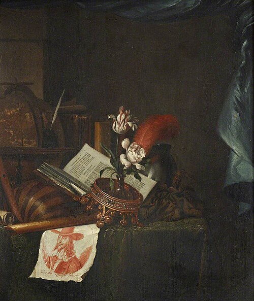 Still Life with a Print of King Charles I and an Upturned Crown, 1675, Vincent van der Vinne