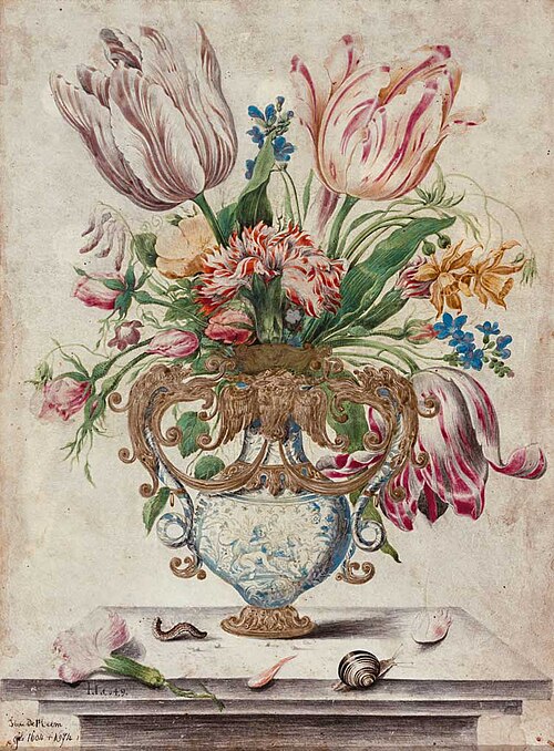 Blumenstilleben in Fayencevase, 1649, Hans Gillisz. Bollongier