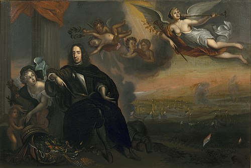 De verheerlijking van Cornelis de Witt (1623-1672) in zijn rol als overwinnaar in de slag bij Chatha, 1669, Jan de Baen