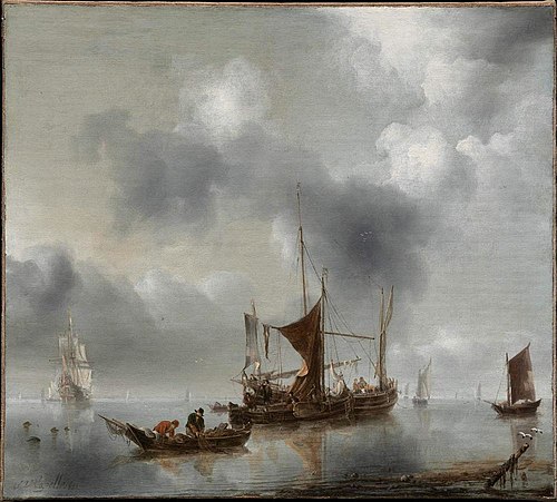 A Kaag and a Smak in a Calm, 1653, Jan van de Cappelle