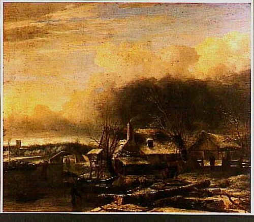 Winter landscape with wood-gatherers, 1660, Jan van de Cappelle