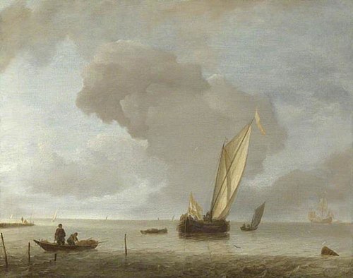 A Small Dutch Vessel before a Light Breeze, 1650, Jan van de Cappelle