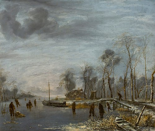 River Landscape in Winter, 1653, Jan van de Cappelle