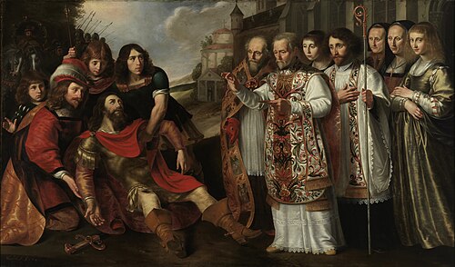 Conversion of William X, Duke of Aquitaine by Bernard de Clairvaux, 1641, Wouter Crabeth II