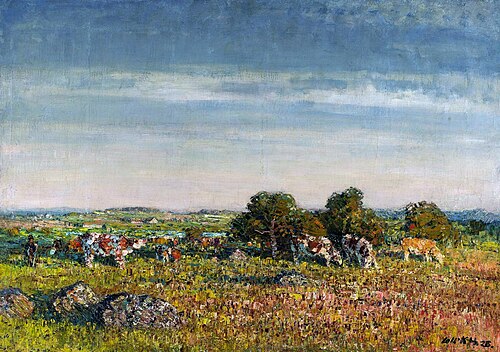 Landscape with cattle., 1925, Stanislav Lolek