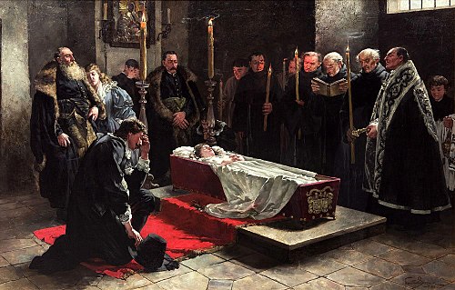 Stanisław Oświęcim at the body of Anna Oświęcimówna., 1888, Stanisław Bergman