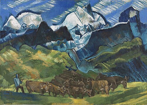 Kuhherde im Hochgebirge, 1926, August Babberger