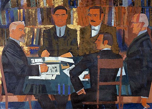 Gruppenbildnis des Senats der Karlsruher Akademie, 1921, August Babberger