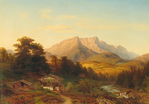 Blick auf den Untersberg im Abendlicht, 1893, August Becker