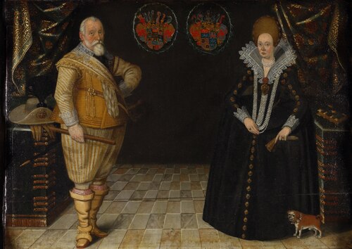 Herzog Johann Casimir von Sachsen-Coburg mit seiner zweiten Gemahlin Margarethe von Braunschweig-Lün, 1645, August Erich