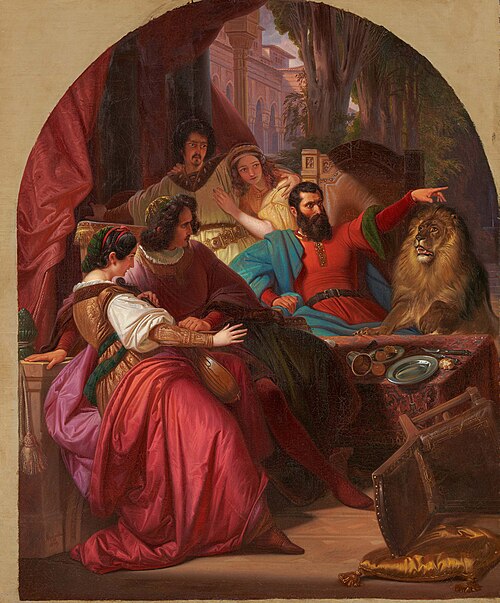 Literarische Szene (aus dem Decameron?), 1839, August Ferdinand Hopfgarten