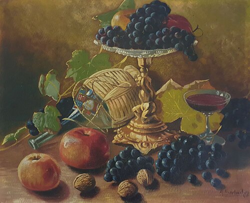 Tihožitje s sadjem, 1940, August Seebacher