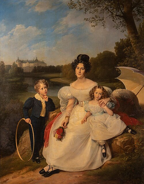 Portrait de Sophie Legrand, comtesse Walsh de Serrant et ses enfants, 1832, Louis Hersent