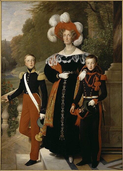 La reine Marie-Amélie, le duc d'Aumale et le duc de Montpensier, 1835, Louis Hersent