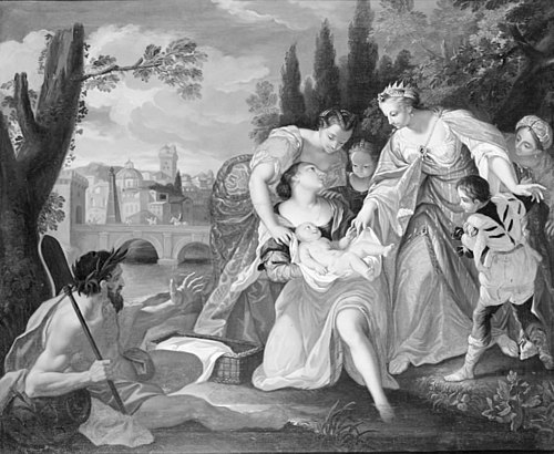 Moses findes i Nilen af Faraos datter, 1715, Hendrick Krock