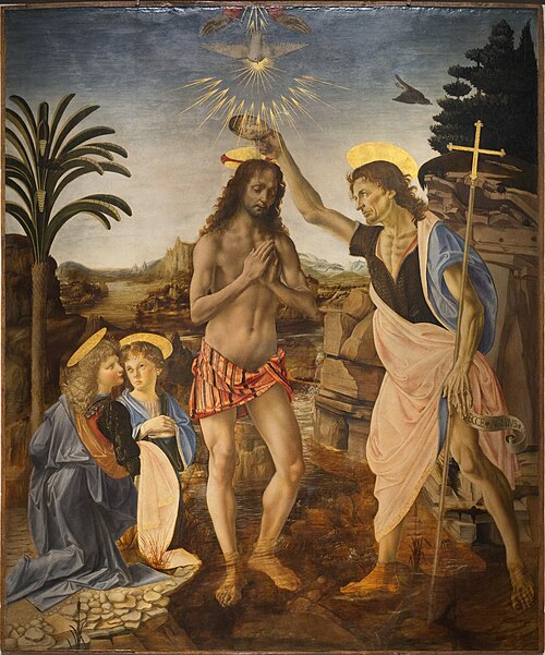 Le Baptême du Christ, 1470, Léonard de Vinci