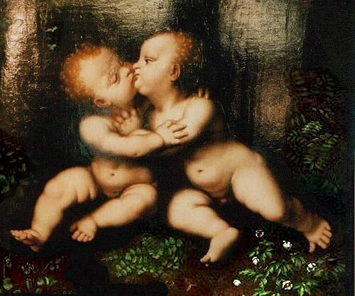 Les saints Enfants s'embrassant, 1486, Léonard de Vinci