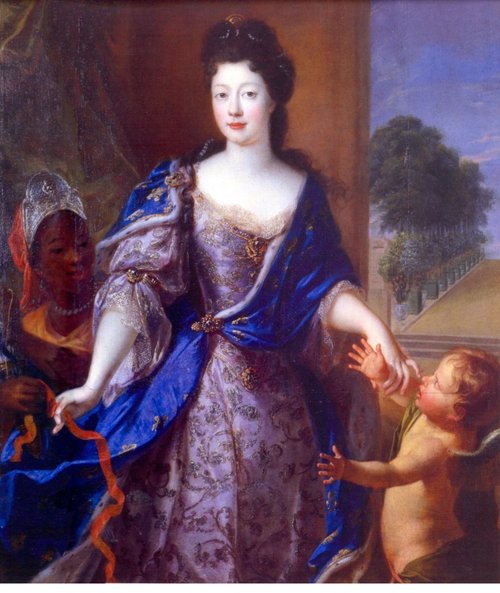 Portrait of Élisabeth Charlotte d'Orléans as Venus about to bind the wings of Cupid, 1698, Pierre Gobert