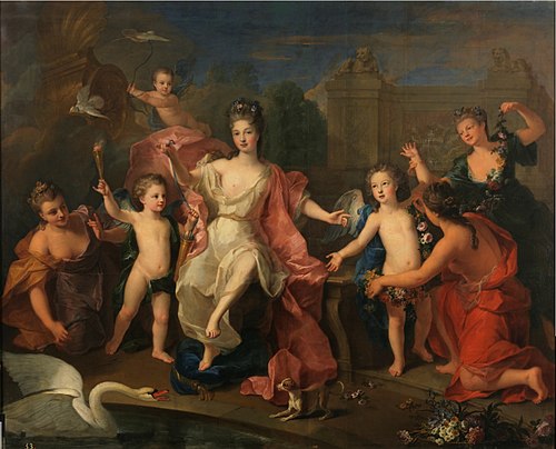 The Duchess of Burgundy with her two sons, the Dukes of Brittany and Anjou (future Louis XV), 1712, Pierre Gobert