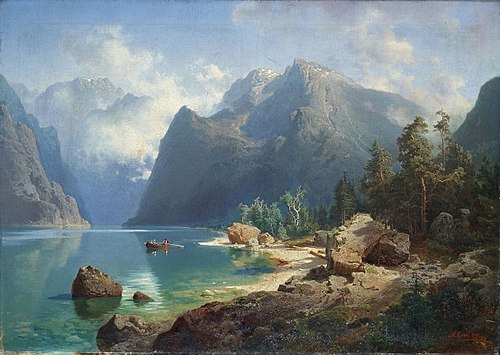 Norwegian fjord landscape, 1849, August Wilhelm Leu