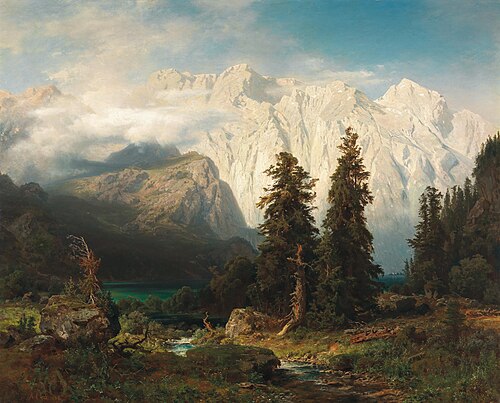 A View of the Watzmann Mountain and Lake Königssee, 1856, August Wilhelm Leu