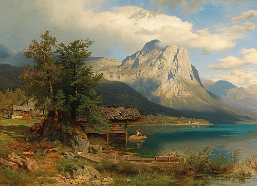 Motif from Grundlsee with Backenstein, , August Wilhelm Leu