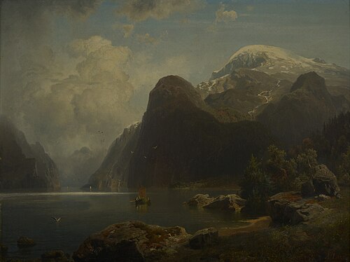 Bergachtig landschap in Noorwegen, , August Wilhelm Leu