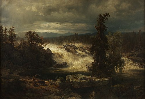 Die Labrofälle bei Kongsberg in Norwegen, 1859, August Wilhelm Leu