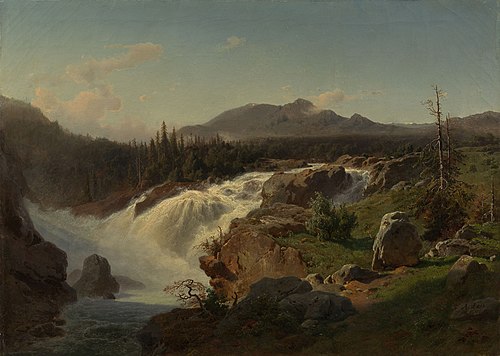 Falls of Riukanfoss, Norway, 1846, August Wilhelm Leu