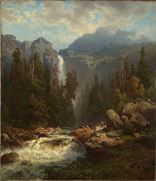Norwegian Landscape with a Waterfall, 1849, August Wilhelm Leu
