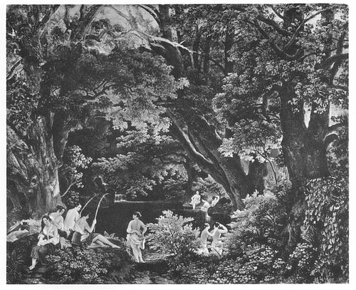 Waldweiher mit badenden Frauen, 1840, August Lucas