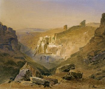 Das Kloster Santa Saba in der judäischen Wüste, 1849, August Loeffler