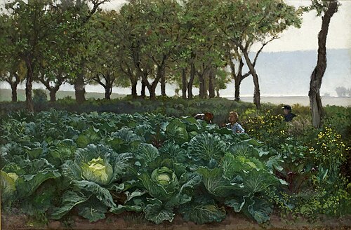 Lekande barn i trädgårdsland., , August Malmström