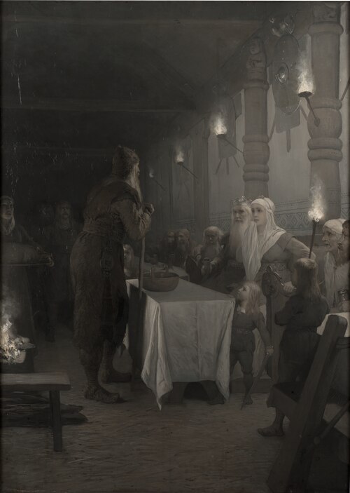 Frithiof kommer till Kung Ring (ur Frithiofs saga), 1880, August Malmström