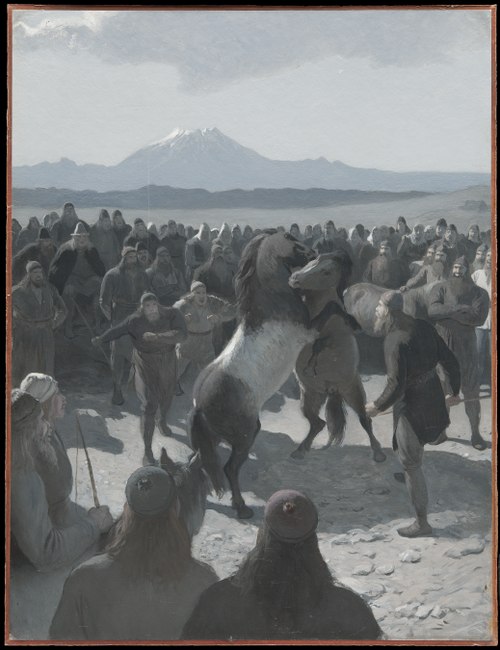 The Horse-Fight at Hlidarendi, 1897, August Malmström