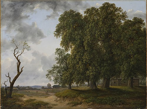 Vanad pärnad Tamme kõrtsi juures Tartu lähedal, 1838, August Matthias Hagen