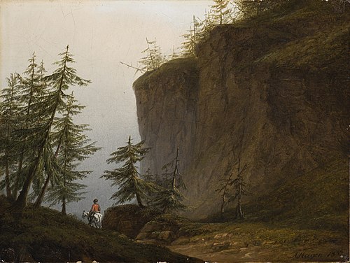 Ratsanik mägimaastikus, 1835, August Matthias Hagen