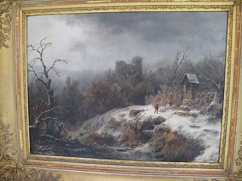 Winter Landscape with Ruins and a Chapel, , August Piepenhagen