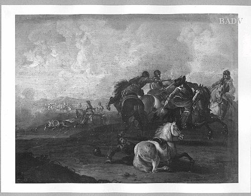 Group of Fighting soldiers on horseback, 1721, August Querfurt