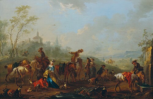 Aufbruch zur Beizjagd, , August Querfurt