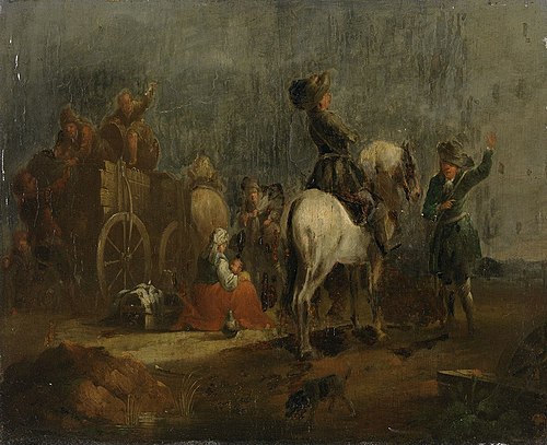 Fahrendes Volk mit Reiter bei der Rast (Nachfolger), 1750, August Querfurt